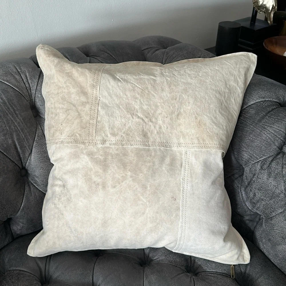Restoration Hardware reclaimed salvaged cotton canvas pillow covers set of 3 new
